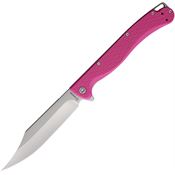 Daggerr TPFPKSW Toothpick Stonewash Clip Point Linerlock Knife Pink FRN Handles