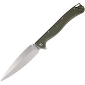 Daggerr VDFOLSW Vendetta Stonewash Dagger Linerlock Knife OD Green FRN Handles