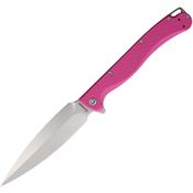 Daggerr VDFPKSW Vendetta Stonewash Dagger Linerlock Knife Pink FRN Handles