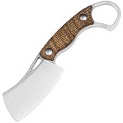 Kizer 1065A4 Little Rhino Stonewash Stainless Cleaver Fixed Blade Knife Brown Micarta Handles