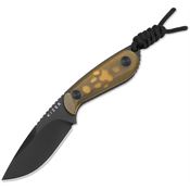Kizer 1081A1 Buddy Black Drop Point Fixed Blade Knife Amber PEI Handles