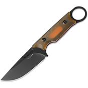 Kizer 1048A6 Little Rhino Black Stonewash Cleaver Fixed Blade Knife Amber PEI Handles