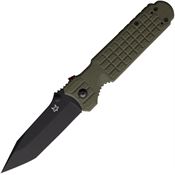 Fox 449OD Predator Evolution Black Tanto Linerlock Knife OD Green FRN Handles