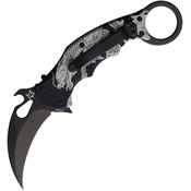 FOX 599ALB1 Black Karambit Linerlock Knife Black/Dragon Handles
