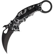 FOX 599ALB3 Black Karambit Linerlock Knife Black/Skull Handles