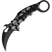 FOX 599ALB5 Black Karambit Linerlock Knife Black/Skull Handles