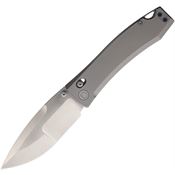 Daggerr F71TSG Nightmare Large Satin MagnaCut Drop Point X-Lock Knife Gray Titanium Handles