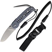 Extrema Ratio 0163SW BF2 Helmsman Dive Stonewash Part Serrated Drop Point Linerlock Knife Gray Handles