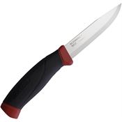 Mora 02672 Companion Satin Stainless Fixed Blade Knife Red Handles