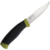 Mora 02673 Companion Satin Stainless Fixed Blade Knife Olive Green Handles