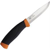 Mora 02675 Companion Satin Stainless Fixed Blade Knife Burnt Orange Handles