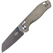 Oknife RUBATO2ODGMT Rubato 2 Black Stonewash Sheepsfoot Rail Lock Knife Green Micarta Handles