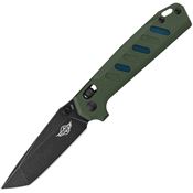 Oknife RUBATOODG Rubato Black Stonewash Tanto Rail Lock Knife OD Green G10 Handles