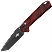 Oknife RUBATOBKRD Rubato Black Stonewash Tanto Rail Lock Knife Red G10 Handles