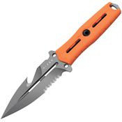 Kizer ZXFB01A5 Norcros Gray Stonewash Part Serrated Spear Point Fixed Blade Knife Orange G10 Handles
