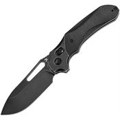 Kansept 1099V2 Quasar Blackwash Drop Point Crossbar Lock Knife Black Micarta Handles