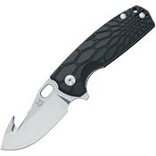 Fox 624B Core Hunter Stonewash GutHook Linerlock Knife Black FRN Handles