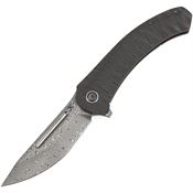 Kansept 1090A5 Hira Damascus Tanto Framelock Knife Flame Titanium Handles