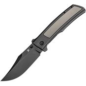 Kansept 1108B1 Bison Blackwash Bowie Framelock Knife Black/Gray Stonewash Handles