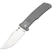 Kansept 1108A1 Bison Satin Bowie Framelock Knife Gray Frag Handles