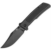 Kansept 1108A4 Bison Blackwash Bowie Framelock Knife Black Stonewash Handles