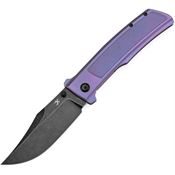 Kansept 1108A5 Bison Blackwash Bowie Framelock Knife Purple Frag Handles