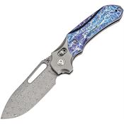Kansept 1099V3 Quasar Damascus Drop Point Crossbar Lock Knife Lightning Handles