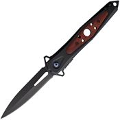 ElitEdge 10A123BW Black Spear Point Assist Open Linerlock Knife Black/Wood Handles