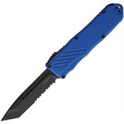 Guardian Tactical 94122 Auto Recon 035 G2 Black Stonewash Part Serrated MagnaCut Tanto OTF Knife Blue Aluminum Handles