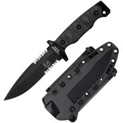 Halfbreed MIK04BLK Medium Infantry 04 Black Part Serrated Drop Point Fixed Blade Knife Black G10 Handles