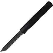 Heretic 0196CT Auto Cleric II Stonewash Serrated MagnaCut Tanto OTF Knife Black Aluminum/Black Traction Handles