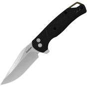 Kershaw 1429 Runoff Satin Clip Point Button Lock Knife Black GFN Handles