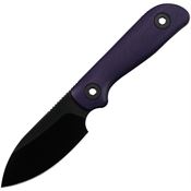 Kunwu F705PL3 Stiffy P Black Fixed Blade Knife Purple G10 Handles