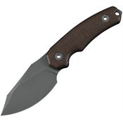 Kunwu F706BR1 Stiffy D Stonewash Fixed Blade Knife Brown Micarta Handles
