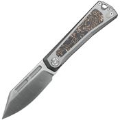 Kunwu J708T1 Geezer Slip Joint Knife Gray Titanium/Copper Foil Carbon Fiber Handles