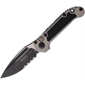Microtech 11352NC Auto Ludt Gen III Two-Tone Part Serrated Button Lock Knife Gray Aluminum/Black Traction Handles