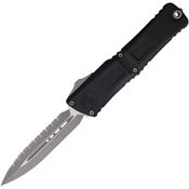 Microtech 114212AP Auto Combat Troodon Gen III Apocalyptic Serrated Double Edge Dagger OTF Knife Black Aluminum Handles
