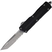 Microtech 127911AP Auto Scarab II Gen III Apocalyptic Part Serrated Tanto OTF Knife Black Aluminum/Black Traction Handles