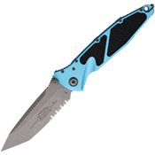 Microtech 16111APTQ Socom Elite Apocalyptic Part Serrated Tanto Linerlock Knife Turquoise Aluminum/Black Traction Handles
