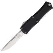 Microtech 1703M11 Auto Hera II Mini Stonewash Part Serrated OTF Knife Black Aluminum Handles