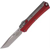 Microtech 18510APMR Auto Glykon Apocalyptic Tanto OTF Knife Apocalyptic/Merlot Aluminum Handles