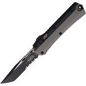 Microtech 1852NC Auto Glykon Two-Tone Part Serrated Tanto OTF Knife Gray/Black Handles