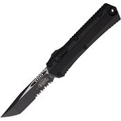 Microtech 1852T Auto Glykon Two-Tone Part Serrated Tanto OTF Knife Black Handles