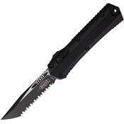 Microtech 1853T Auto Glykon Two-Tone Serrated Tanto OTF Knife Black Handles