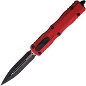 Microtech 2271RD Auto Dirac Delta Two-Tone Double Edge Dagger OTF Knife Red Aluminum Handles