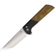 North Mountain Blade 2047UA3 Chop2 Clasic Forge Wave Tanto Button Lock Knife Amber PEI/Black Aluminum Handles