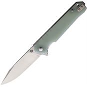 QSP 111J1 Mamba Stonewash D2 Carbon Steel Linerlock Knife Jade G10 Handles