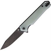QSP 111J2 Mamba Black Stonewash D2 Carbon Steel Linerlock Knife Jade G10 Handles