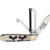 Robeson 632730E Gamecock Folder Knife White Etch Handles