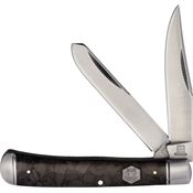 Rough Rider 1995 Midnight Ice Trapper Knife Black Carbon Fiber Handles